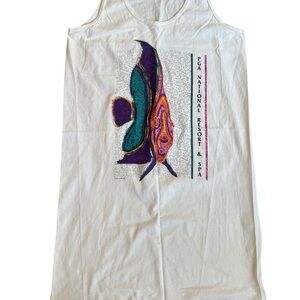 Y2K Swim Cover Up Cotton Graphic OSFM Fish Beach Golf Souvenir Lightweight